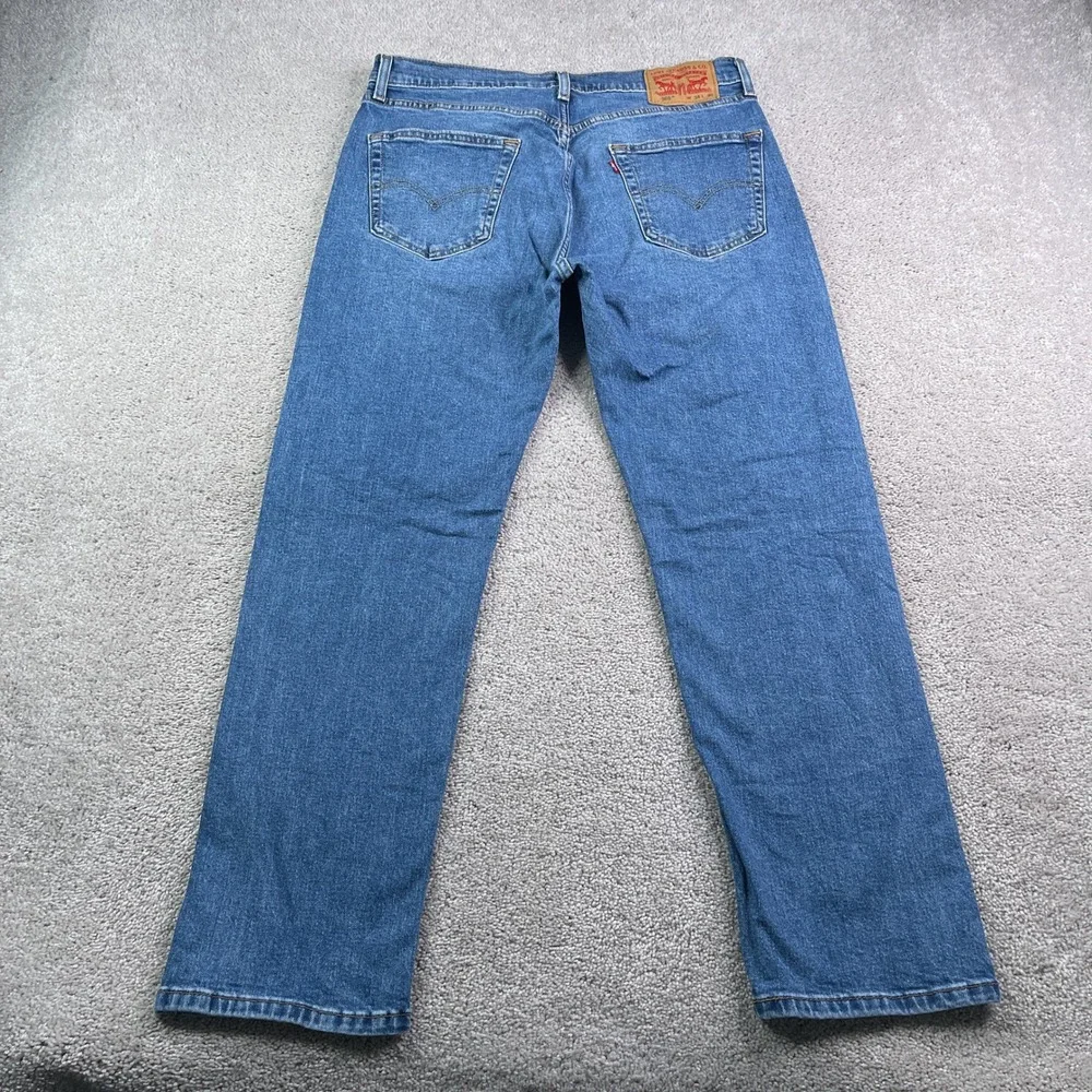 Levis Jeans Mens 34x30 Blue 505 Regular Fit Straight Leg Stretch Denim Classic
